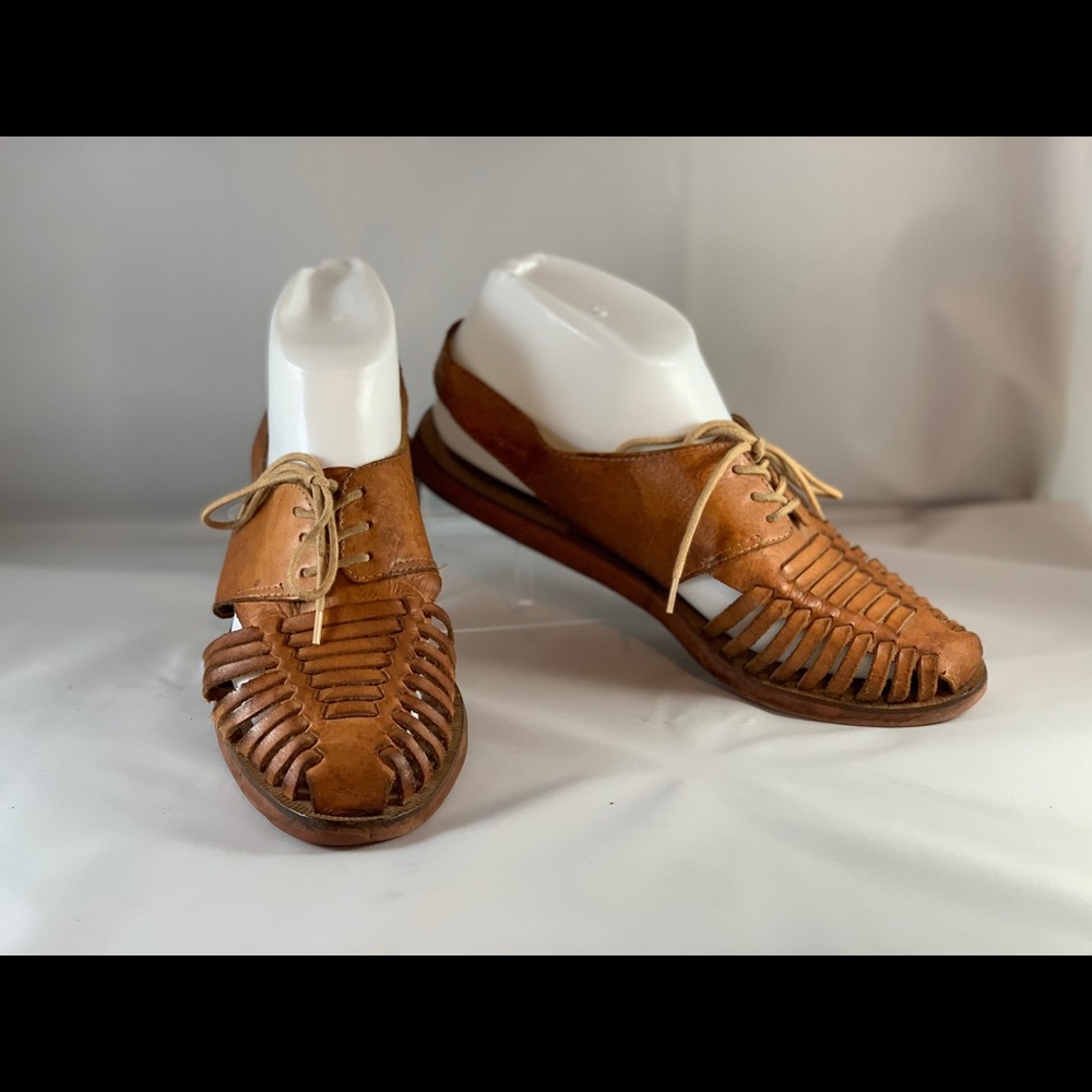 VTG Tan Woven Huaraches Sling back Sandals - 6.5